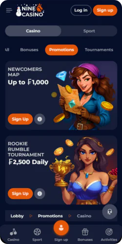 Nine Casino Bonusese