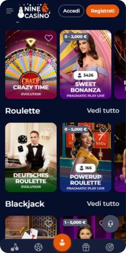 Nine Casino dal vivo